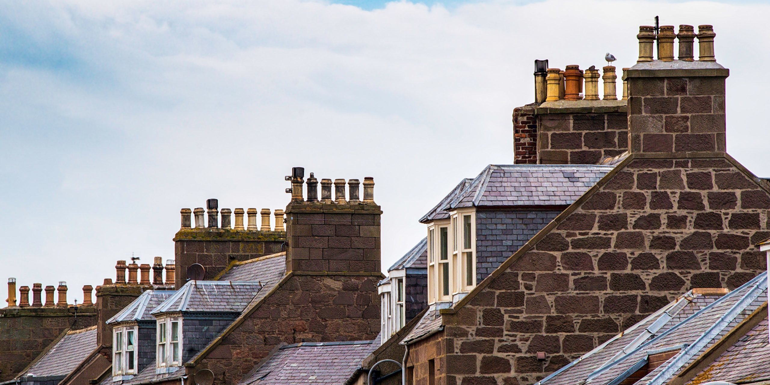 rooftop photo showing chimneys